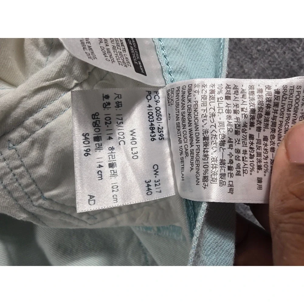 Levis 501 Original Fit Jeans 40x30 Light Mint Ice Blue Pastel Button Fly